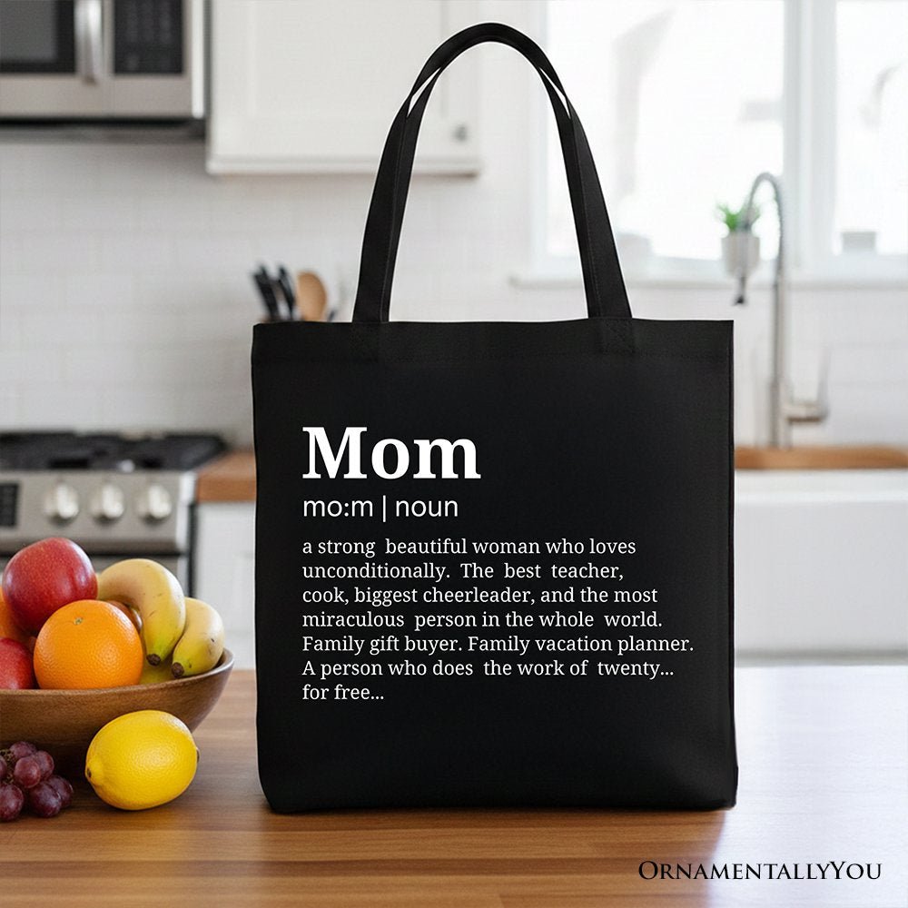 Mom Definition Canvas Tote Bag, Funny Mothers Day Gift Shopper