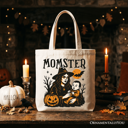 Momster Tote Bag for Spooky Season, Witchy Halloween Gift Shopper for Moms