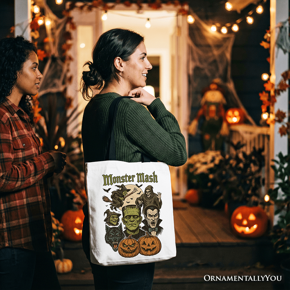 Monster Mash Classic Tote Bag, Halloween Monsters Gift Shopper for The Spooky Season