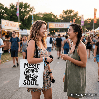 Music Soothes My Soul Tote Bag, Festival Concert Gift Shopper