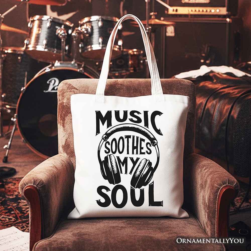 Music Soothes My Soul Tote Bag, Festival Concert Gift Shopper