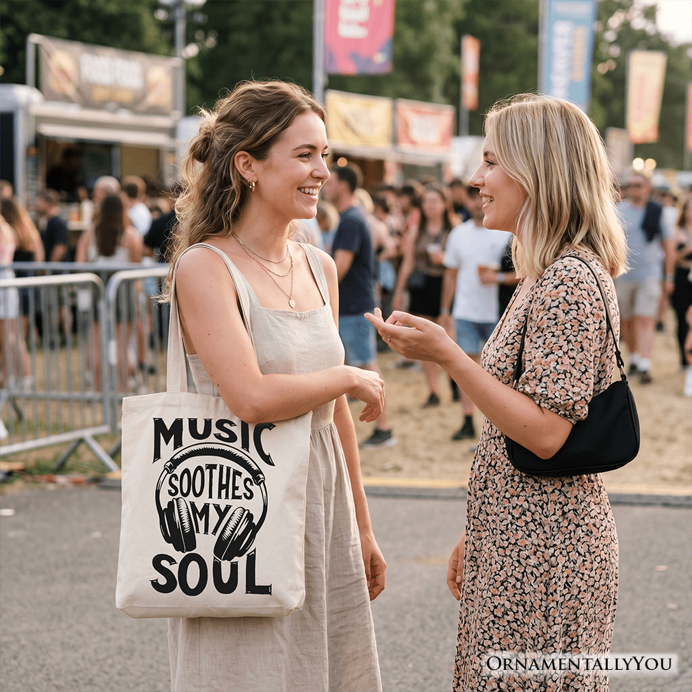 Music Soothes My Soul Tote Bag, Festival Concert Gift Shopper