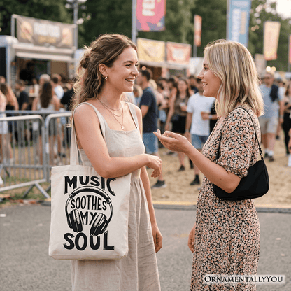 Music Soothes My Soul Tote Bag, Festival Concert Gift Shopper