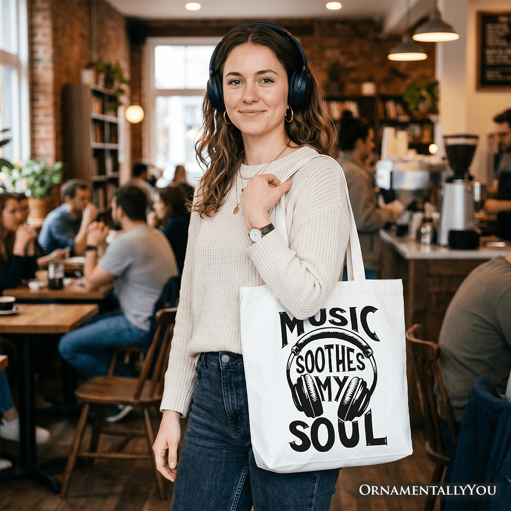 Music Soothes My Soul Tote Bag, Festival Concert Gift Shopper