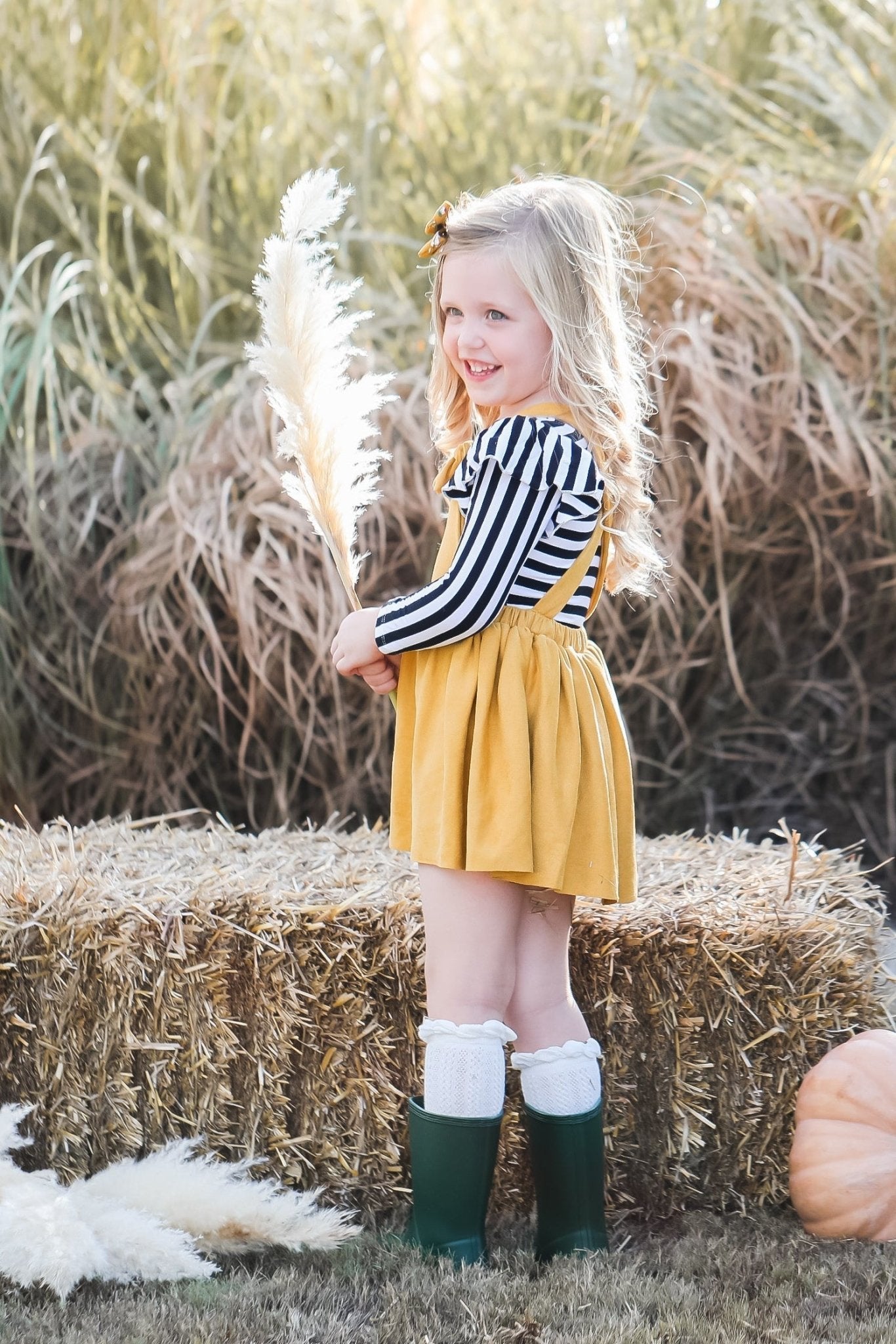 Mustard Faux Suede Pinafore