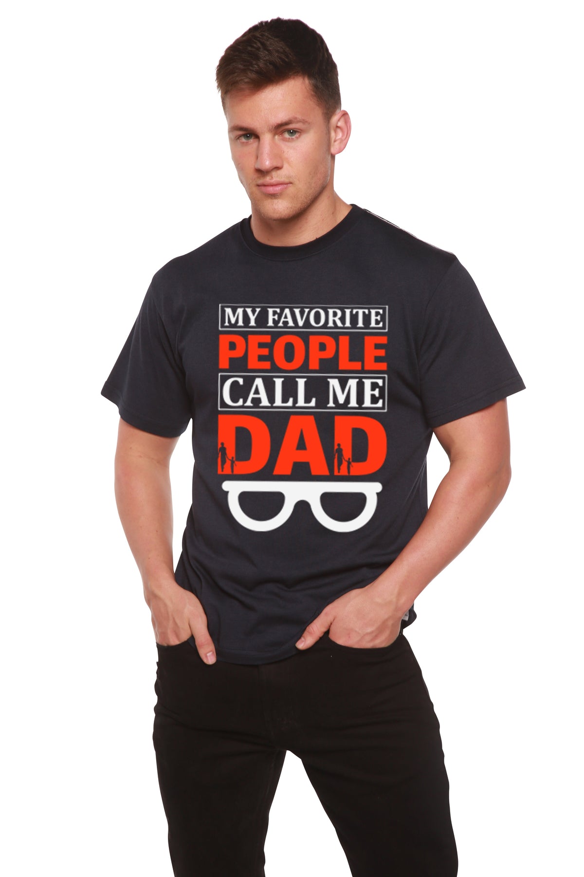My Favorite People Call Me Dad Men's Bamboo Viscose/Organic Cotton Short Sleeve Graphic T-Shirt - Shaketea
