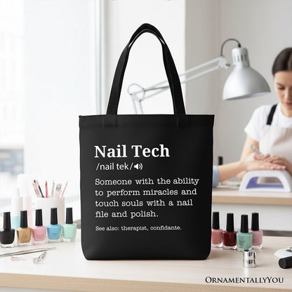 Nail Tech Definition Canvas Tote Bag, Funny Gift Shopper for Nail Hustler