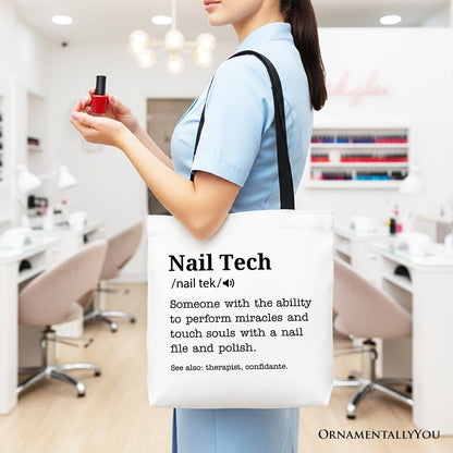 Nail Tech Definition Canvas Tote Bag, Funny Gift Shopper for Nail Hustler