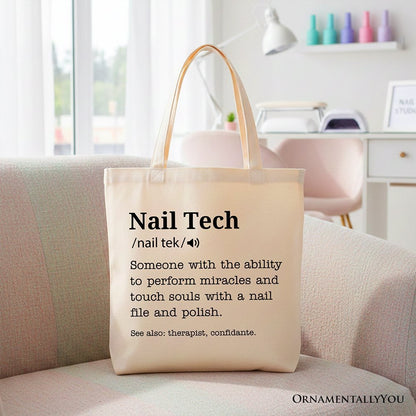 Nail Tech Definition Canvas Tote Bag, Funny Gift Shopper for Nail Hustler
