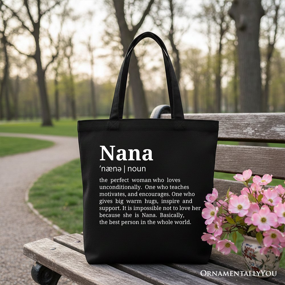 Nana Definition Canvas Tote Bag, Funny Grandmother Gift Shopper