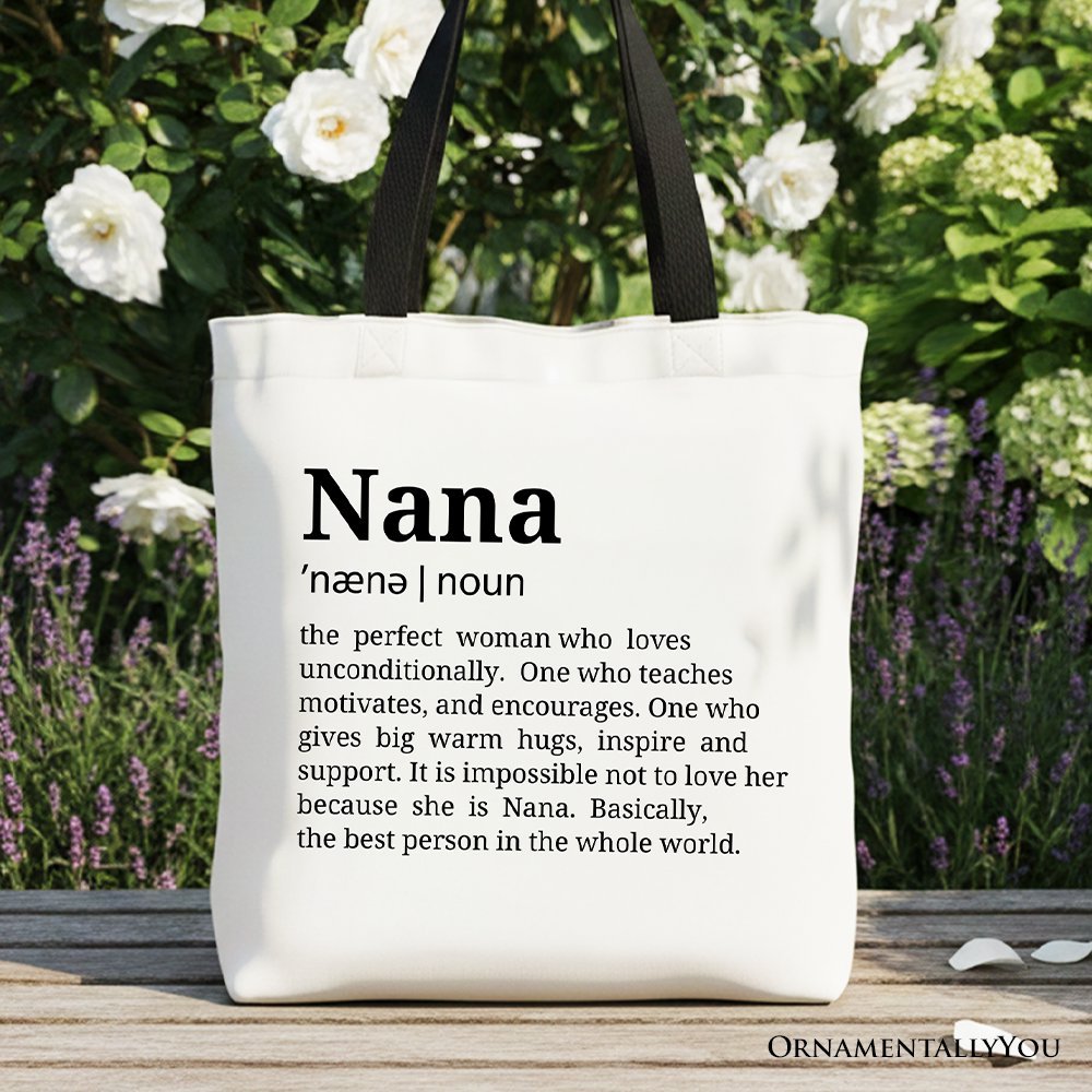 Nana Definition Canvas Tote Bag, Funny Grandmother Gift Shopper