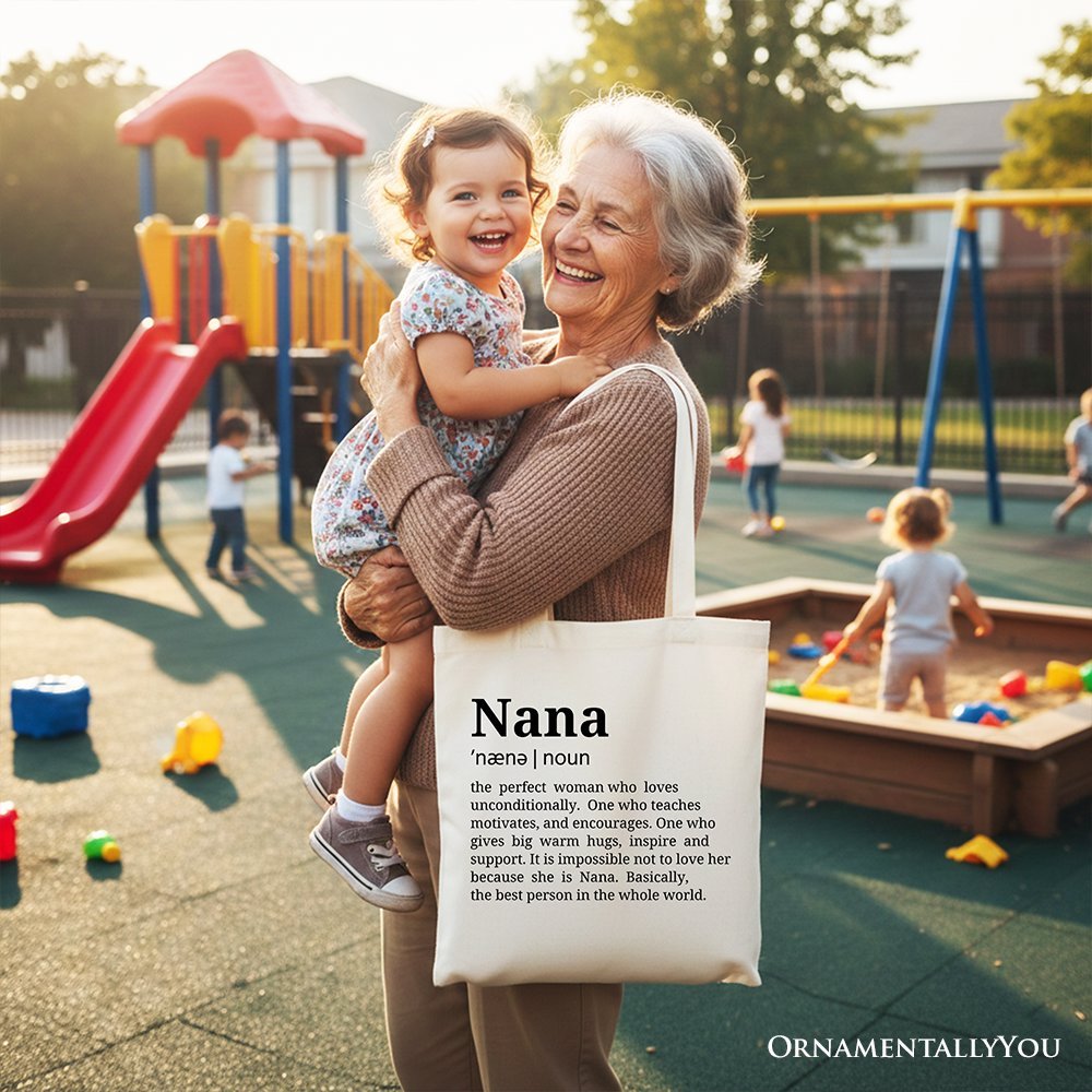 Nana Definition Canvas Tote Bag, Funny Grandmother Gift Shopper