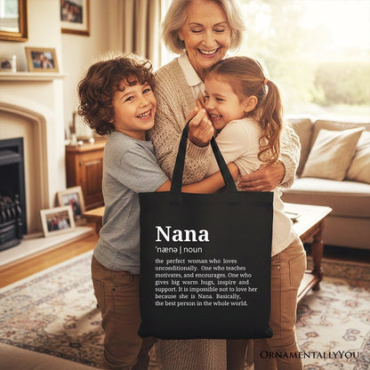 Nana Definition Canvas Tote Bag, Funny Grandmother Gift Shopper