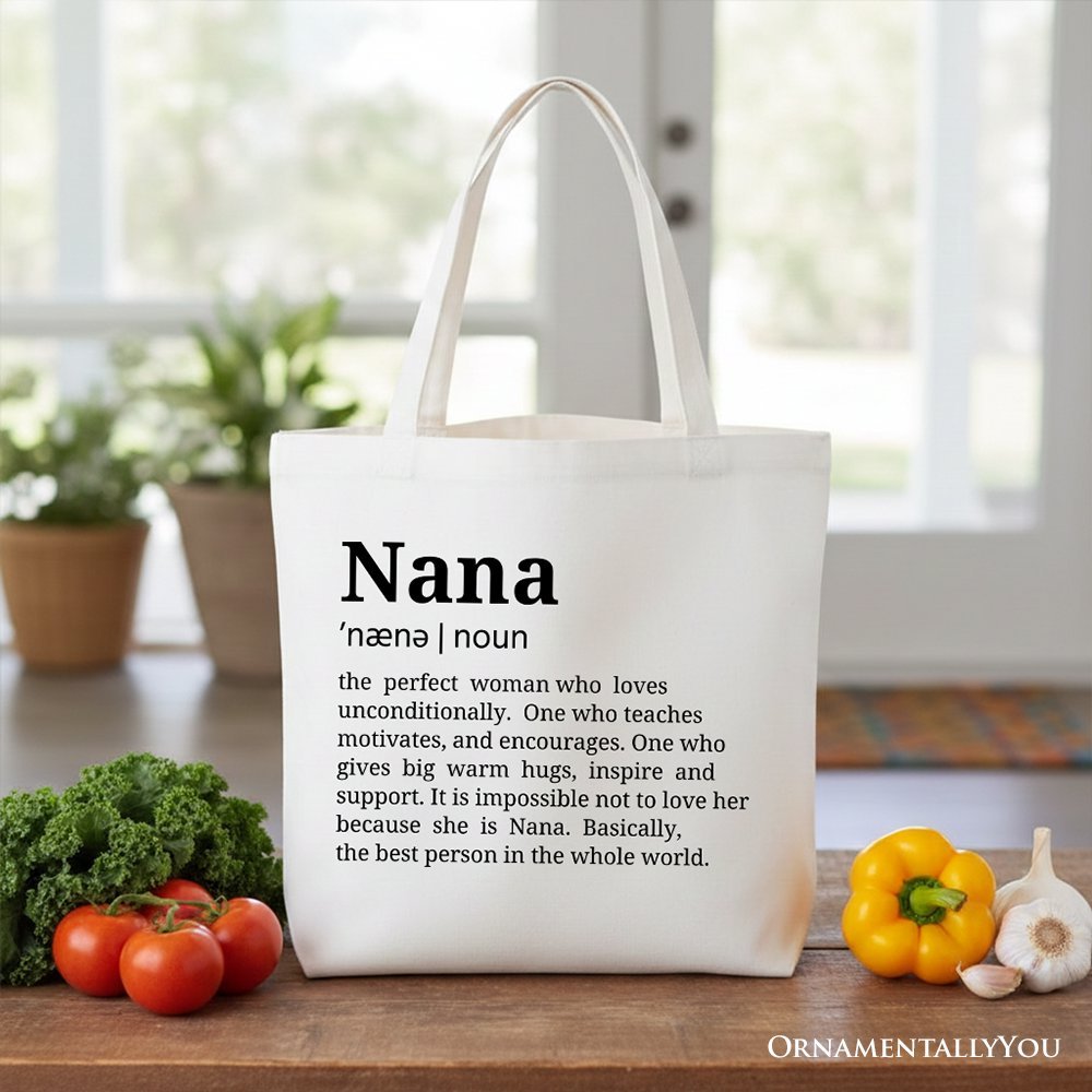 Nana Definition Canvas Tote Bag, Funny Grandmother Gift Shopper