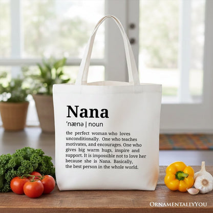 Nana Definition Canvas Tote Bag, Funny Grandmother Gift Shopper
