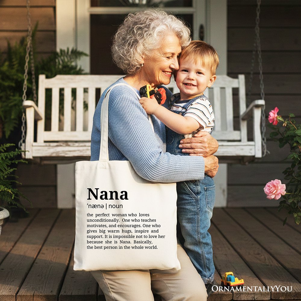 Nana Definition Canvas Tote Bag, Funny Grandmother Gift Shopper