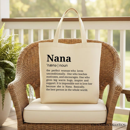 Nana Definition Canvas Tote Bag, Funny Grandmother Gift Shopper