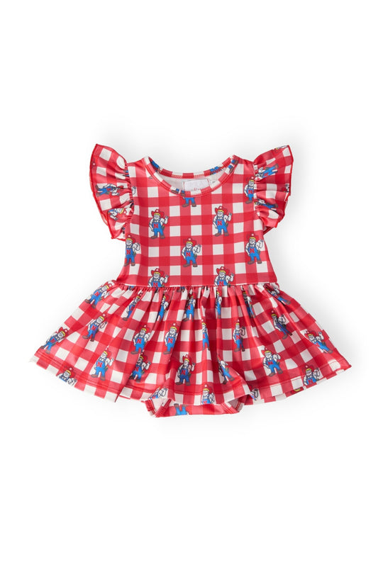 Nebraska Plaid Herbie Husker S/S Flutter Twirl Bodysuit