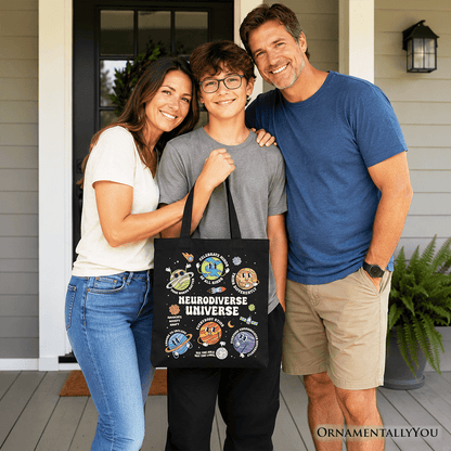 Neurodiverse Universe Autism Space Tote Bag, Colorful Autism Awareness Education Gift Shopper