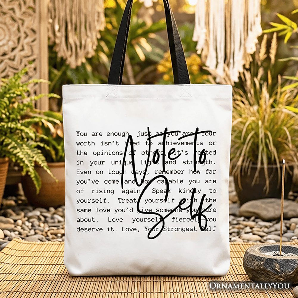 Note To Self Mental Health Tote Bag, Motivational Definition Gift Shopper