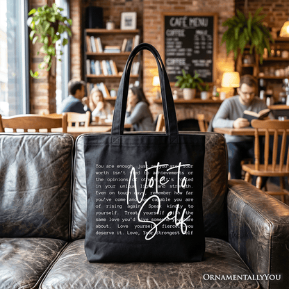 Note To Self Mental Health Tote Bag, Motivational Definition Gift Shopper