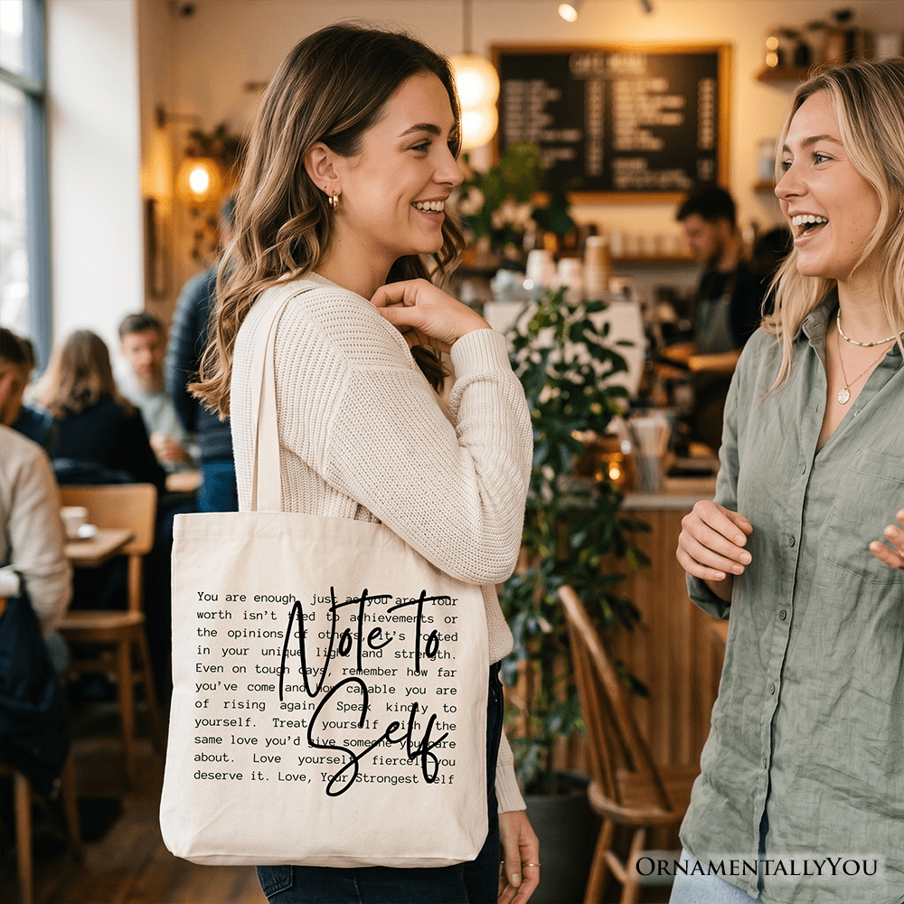 Note To Self Mental Health Tote Bag, Motivational Definition Gift Shopper