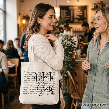 Note To Self Mental Health Tote Bag, Motivational Definition Gift Shopper