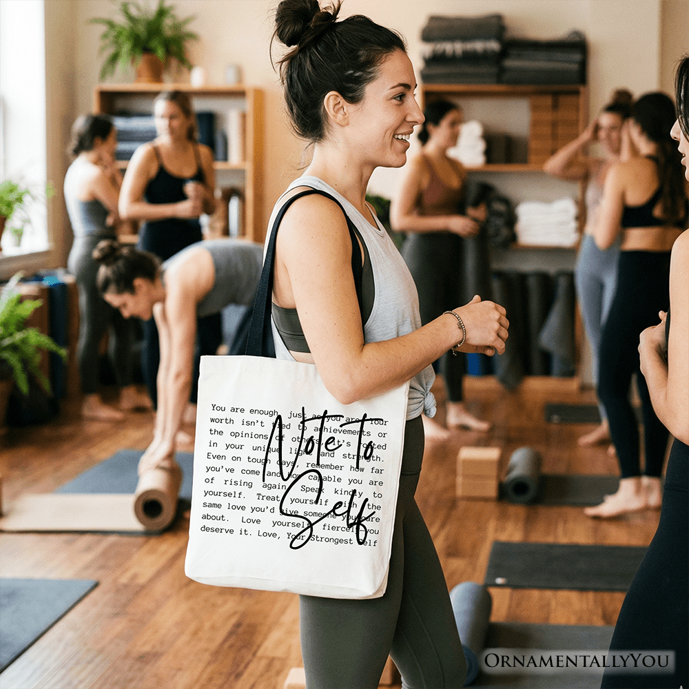 Note To Self Mental Health Tote Bag, Motivational Definition Gift Shopper