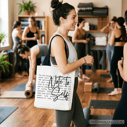 Note To Self Mental Health Tote Bag, Motivational Definition Gift Shopper