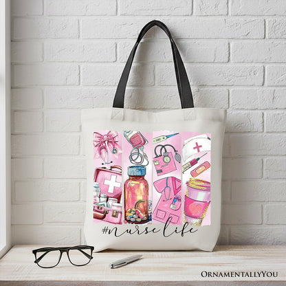 Nurse Life Canvas Tote Bag, Medical Essentials Gift Bag for Coquette Nurses