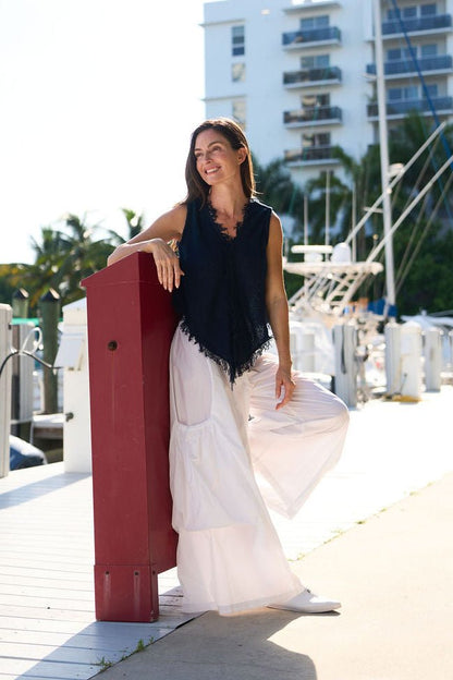 Nylon Big Pocket Pants - White