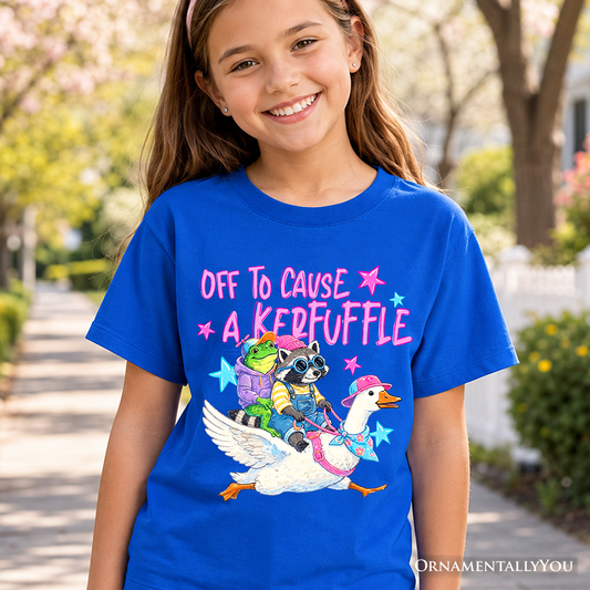 Off To Cause A Kerfuffle Kids T-Shirt, Funny Animal Youth Tee