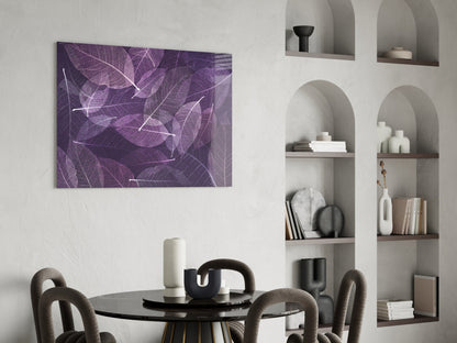 Purple Skeleton Leaf Veins Glass Wall Art