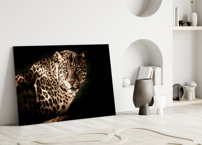 Warm Sepia Leopard Glass Wall Art
