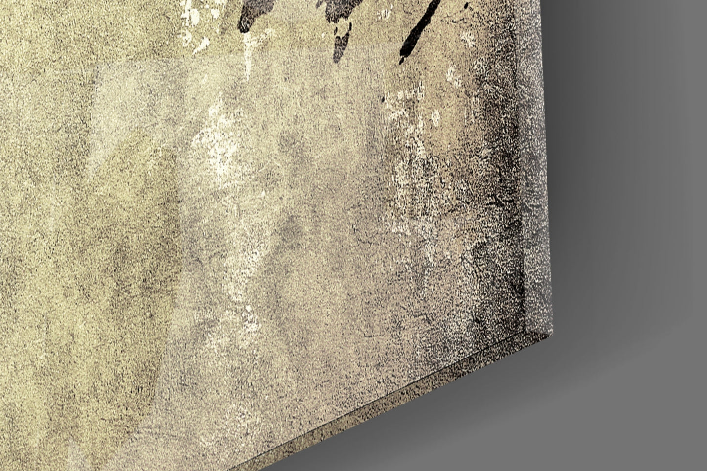 Vintage Distressed Beige World Map Glass Wall Art