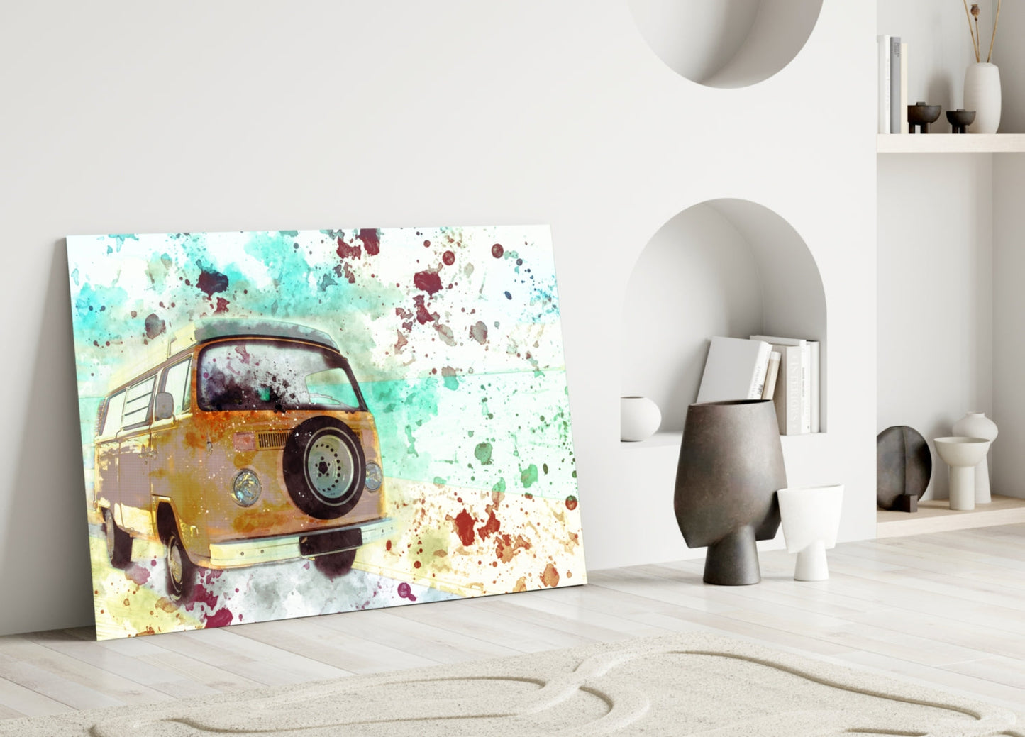 Illustration Vintage Rounded Car Glass Wall Art