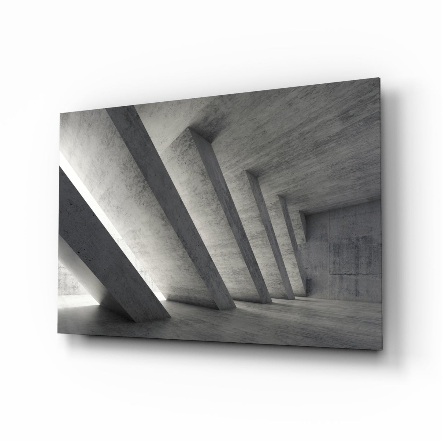 Slanted Concrete Columns Interior Glass Wall Art