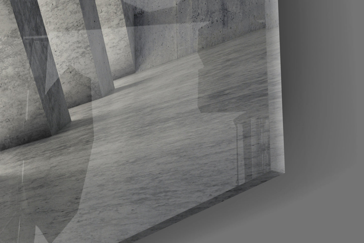 Slanted Concrete Columns Interior Glass Wall Art