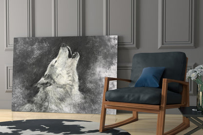 Howling Wolf Sketch Glass Wall Art