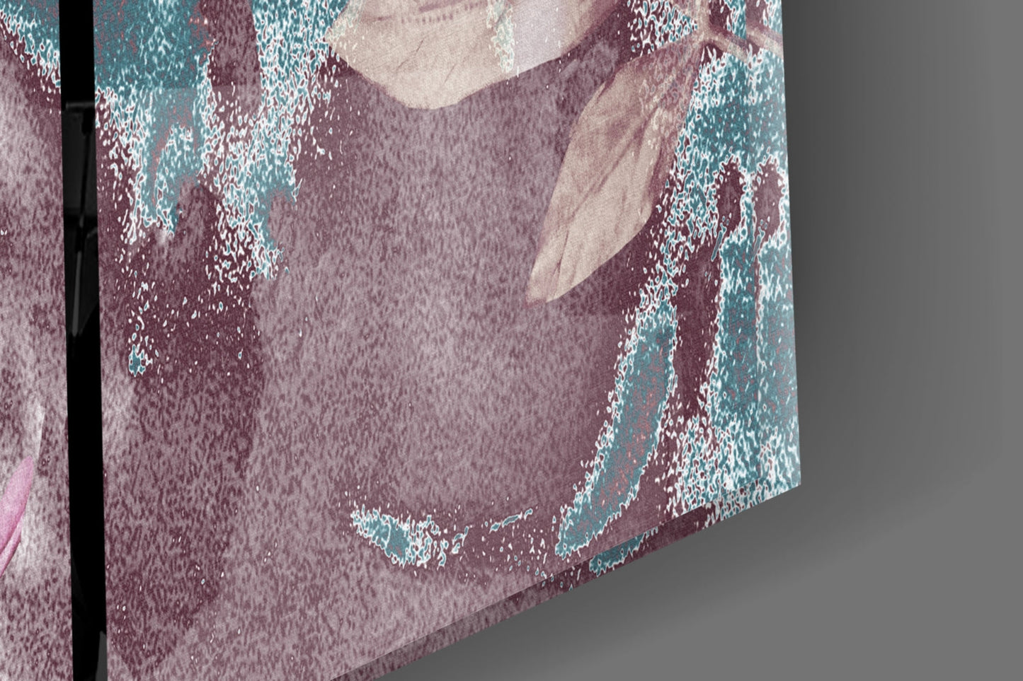 Pink Peony Teal Marble Glass Wall Art