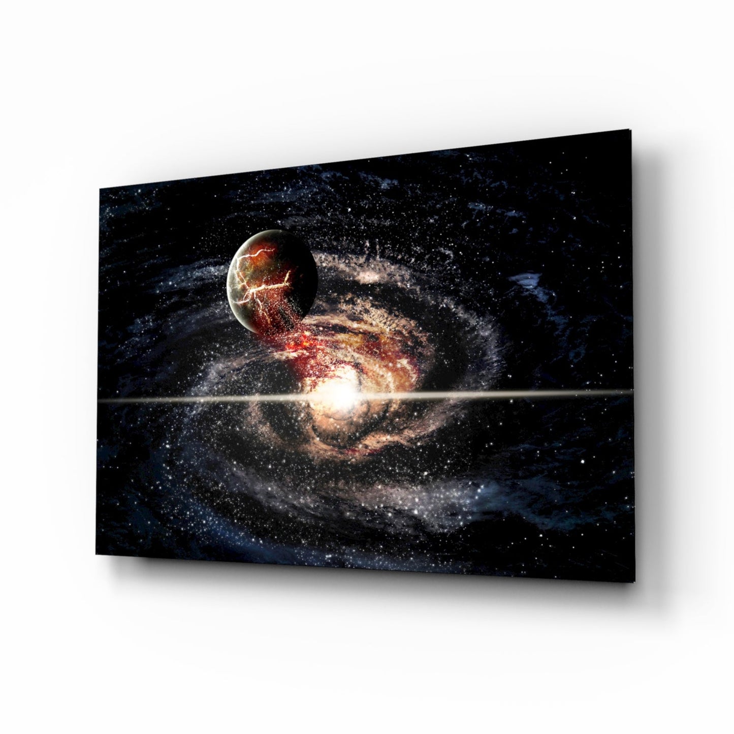 Spiral Galaxy Collision Glass Wall Art