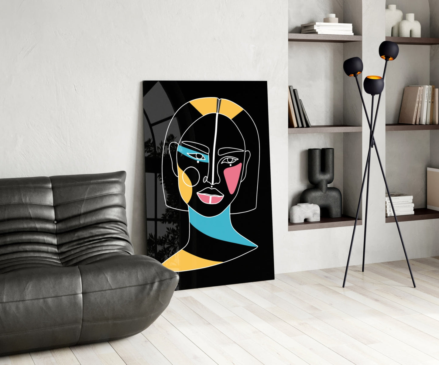 Bob Cut Colorful Face Glass Wall Art