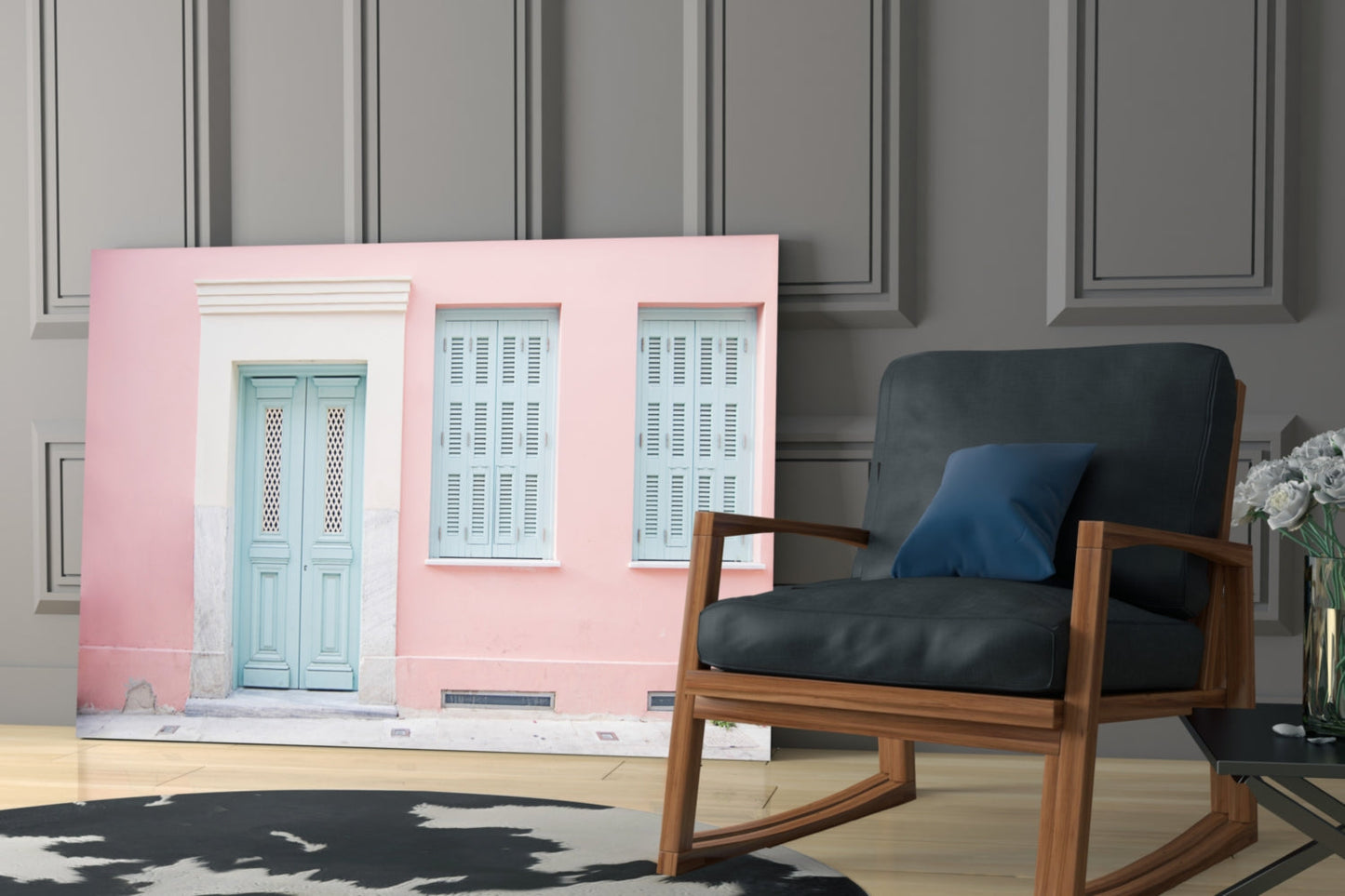 Pink House Glass Wall Art