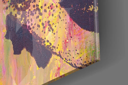 Pink Yellow Grunge Face Glass Wall Art