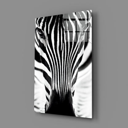Symmetric Zebra Face Glass Wall Art
