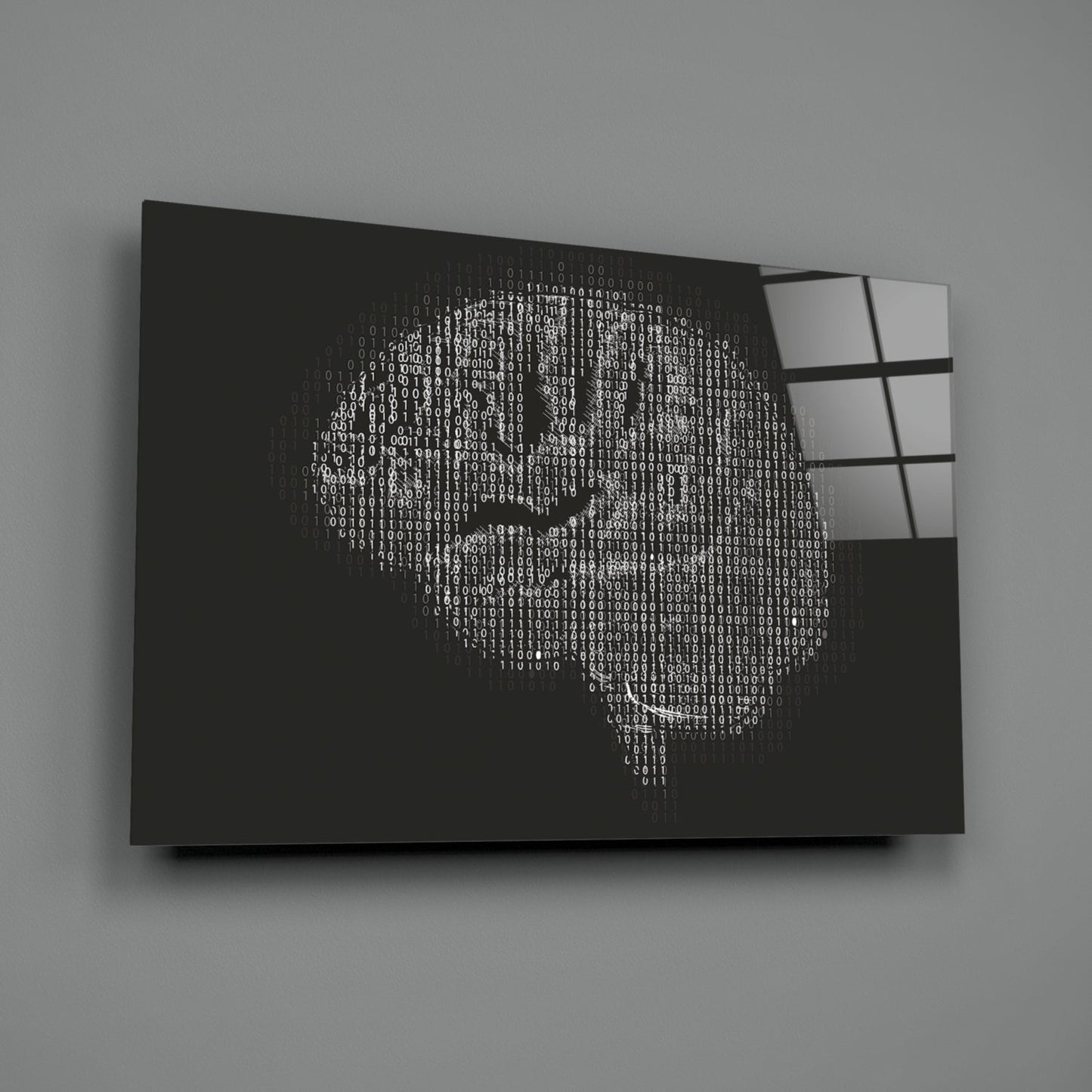 Binary Code Digital Brain Glass Wall Art