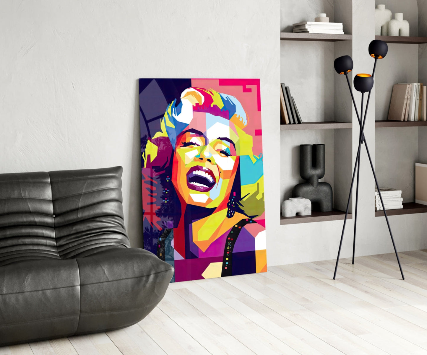 Geometric Laughing Blonde Glass Wall Art