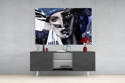 Denim Collage Split Face Glass Wall Art