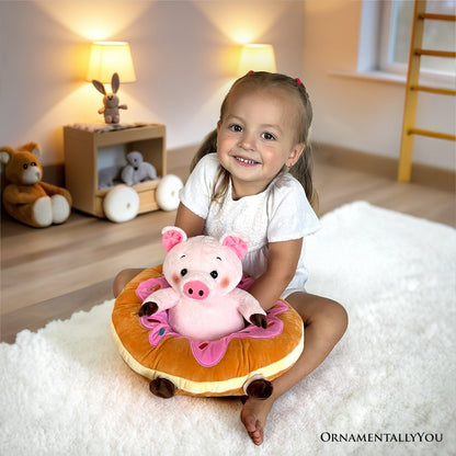 Ollie Oinker the Pig Plushie, Adorable 12" Donut Ring Stuffed Animal for Kids’ Gifts