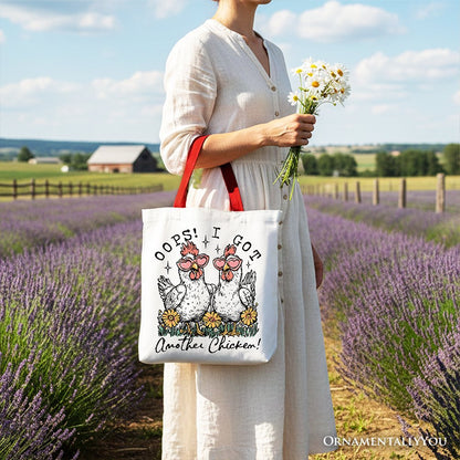 Oops I Got Another Chicken Canvas Tote Bag, Funny Farm Animal Gift Shopper